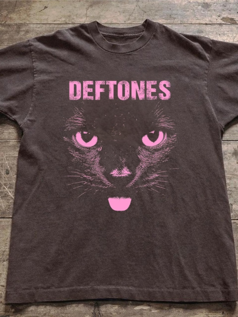 Gildan Black Tee with Pink Cat Graphic - DEFTONES